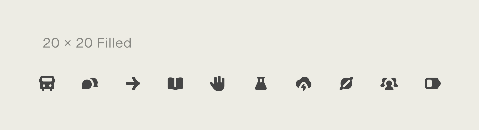 A variation of the icons in a filled style