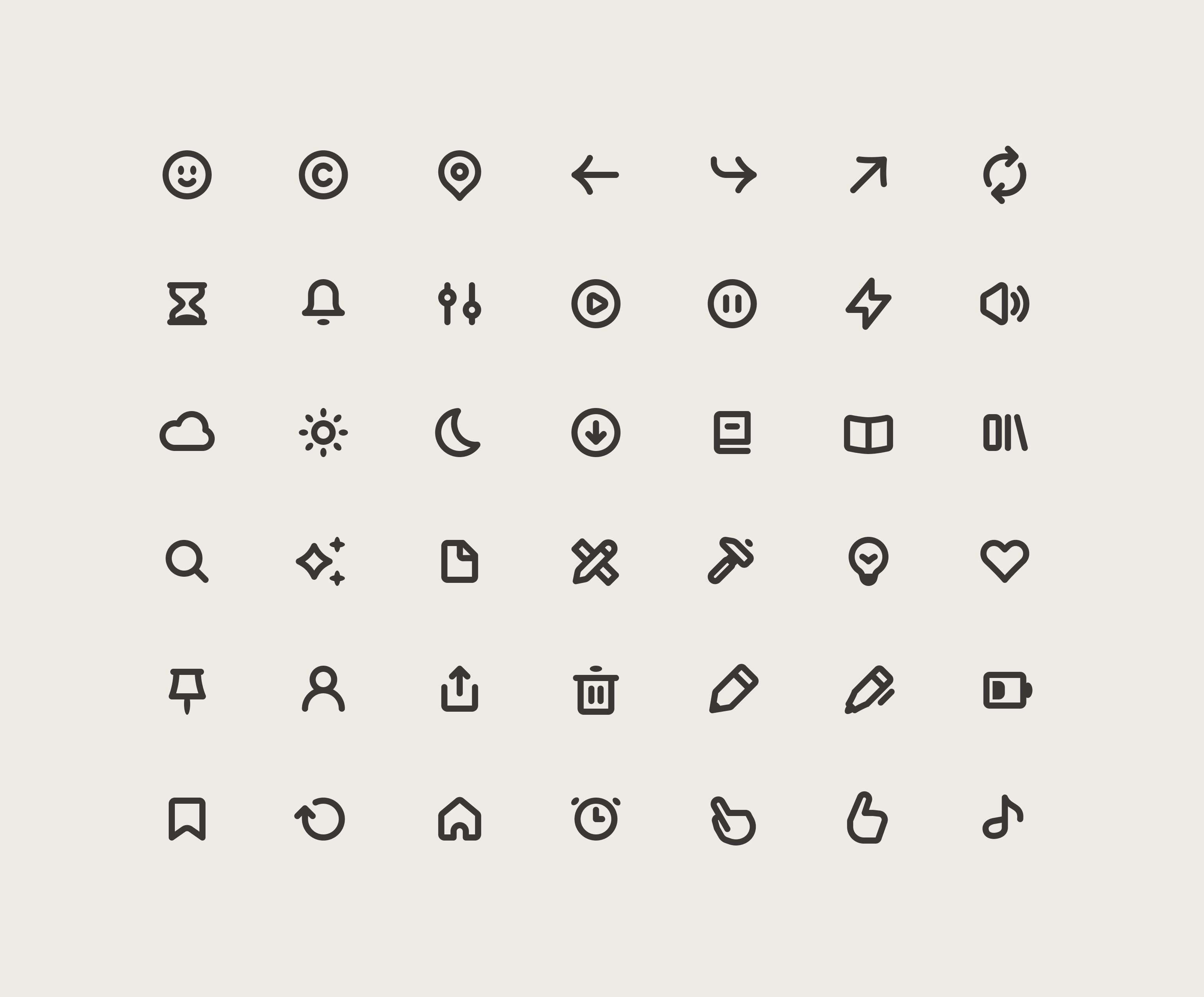 A few icons from a minimalist, rounded icon set
